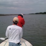 Fighting his first redfish